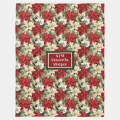 Couverture Polaire Custom Name Holiday Blanket Chic Poinsettia Style (Devant)
