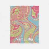 Couverture Polaire Custom Name Pink and Green Marble Fleece Blanket (Devant)