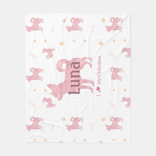Couverture Polaire Custom Pastel pink chihuahua Silhouette blanket (Devant)