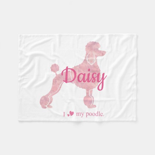 Couverture Polaire Custom Pastel Pink Poodle Silhouette Blanket (Devant (Horizontal))