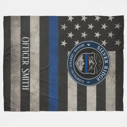 Couverture Polaire Custom Police Thin Blue Line Blanket (Devant (Horizontal))