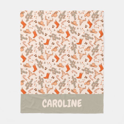 Couverture Polaire Custom Retro Boho Ouest Noël Désert Cactus (Devant)