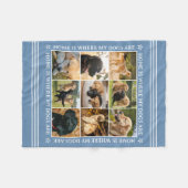 Couverture Polaire Custom Text Photo Collage Pet Dog Love Blue (Devant (Horizontal))