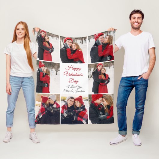Couverture Polaire Custom Valentine's Day Romantic Love Photo Collage (En situation)
