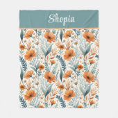 Couverture Polaire Custom Wildflower Botanical Boho Floral Watercolor (Devant)