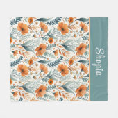 Couverture Polaire Custom Wildflower Botanical Boho Floral Watercolor (Devant (Horizontal))