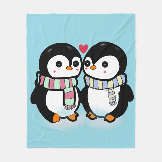Couverture Polaire Custom Winter Penguin Love (Devant)