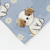 Couverture Polaire Customizable Blue Puppy and Floral Pattern  (Coin)