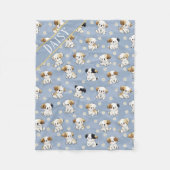 Couverture Polaire Customizable Blue Puppy and Floral Pattern  (Devant)
