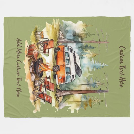 Couverture Polaire Customize Camper Van Parked In The Woods Camping (Devant (Horizontal))