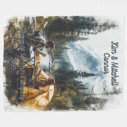Couverture Polaire Customize Romantic Couple Mountain Stream Camping (Devant (Horizontal))
