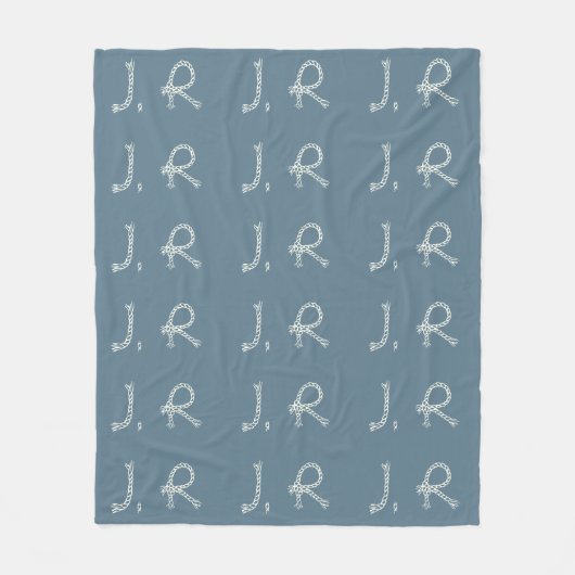 Couverture Polaire Customized Blue White Rope Knot Monogram Soft Warm (Devant)