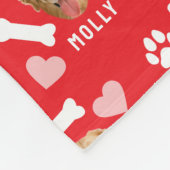 Couverture Polaire Customized Dog Pet Photo & Name Pink Red Hearts (Coin)