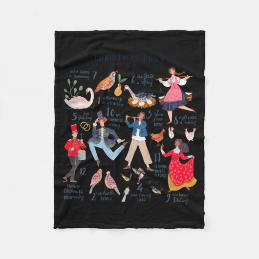 Couverture Polaire Cute 12 Days Of Christmas Clic Traditional  (Devant)