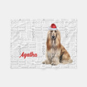 Couverture Polaire Cute Afghan Hound Dog with Name Christmas Holiday (Devant (Horizontal))