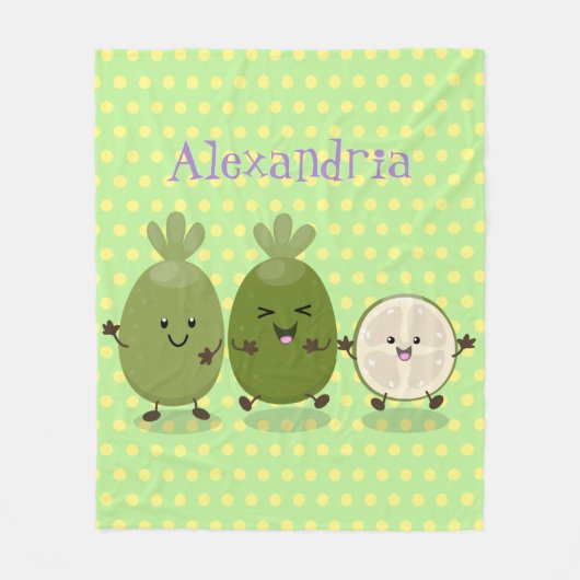 Couverture Polaire Cute ananas guava feijoa drôle dessin animé (Devant)