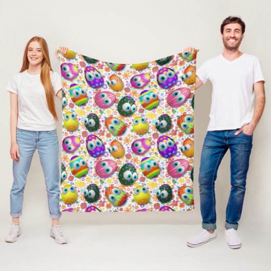 Couverture Polaire Cute and Funny Easter Eggs Cartoon (En situation)