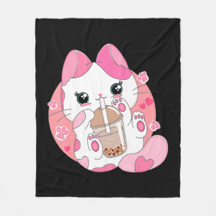 Couverture Polaire Cute Anime Kawaii Chat Boba Bubble Tea Girls Costu