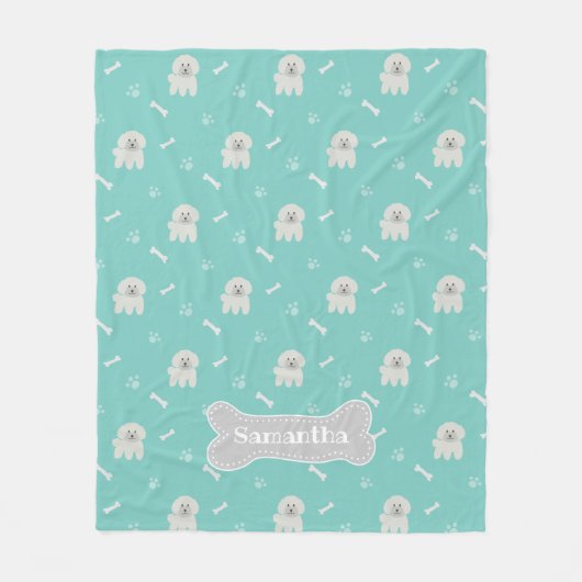Couverture Polaire Cute Aquamarine Fluffin Blanc Poodé Chien Chien Ch (Devant)