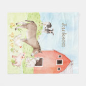 Couverture Polaire Cute aquarelle animal de ferme (Devant (Horizontal))