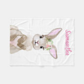 Couverture Polaire Cute Aquarelle Bébé Lapin Personnalisé (Devant (Horizontal))