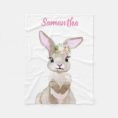 Couverture Polaire Cute Aquarelle Bébé Lapin Personnalisé (Devant)