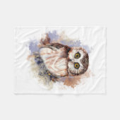 Couverture Polaire Cute Aquarelle Chouette Oiseau Art de la nature (Devant (Horizontal))