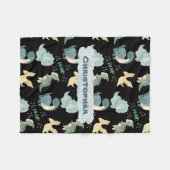 Couverture Polaire Cute Aquarelle noir Dinosaure Motif (Devant (Horizontal))