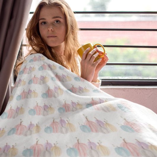 Couverture Polaire Cute Aquarelle Pastel Citrouilles