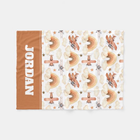 Couverture Polaire Cute aquarelle Rainbow Motif d'avion (Devant (Horizontal))