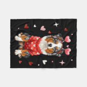 Couverture Polaire Cute Australian Shepherd Valentine Heart Valentine (Devant (Horizontal))