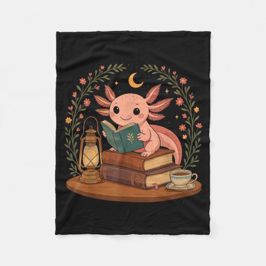 Couverture Polaire Cute Axolotl Reading Books Cozy Bookworm  (Devant)
