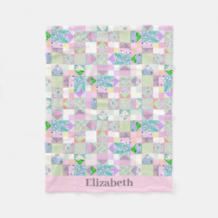 Couverture Polaire Cute Baby Girl Vintage Quilt Design Nom personnali