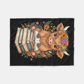 Couverture Polaire Cute Baby Highland Cow Reading Book Librarian Book (Devant (Horizontal))