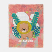 Couverture Polaire Cute Baby Lion Animal Jungle Aquarelle (Devant)