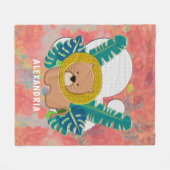 Couverture Polaire Cute Baby Lion Animal Jungle Aquarelle (Devant (Horizontal))