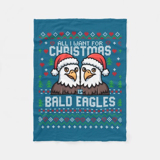 Couverture Polaire Cute Bald Eagles Christmas Ugly Xmas Sweater Patri (Devant)