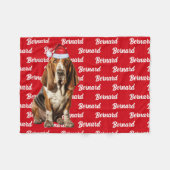 Couverture Polaire Cute Basset Hound Chien avec Chien Noël (Devant (Horizontal))