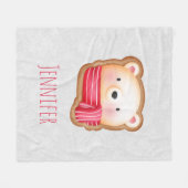 Couverture Polaire Cute Bear Face Red Scarf et Rosy Cheeks Christmas (Devant (Horizontal))
