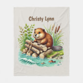 Couverture Polaire Cute beaver lovers add name  (Devant)