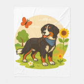Couverture Polaire Cute Bernese Mountain Dog with Sunflower & Butterf (Devant)