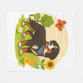 Couverture Polaire Cute Bernese Mountain Dog with Sunflower & Butterf (Devant (Horizontal))