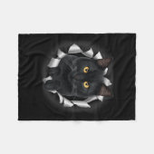 Couverture Polaire Cute Black Chat Regarde De Tissu Torn Pour L'Amour (Devant (Horizontal))