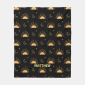 Couverture Polaire Cute Black Jaune Boho Celestial Motif sans couture (Devant)