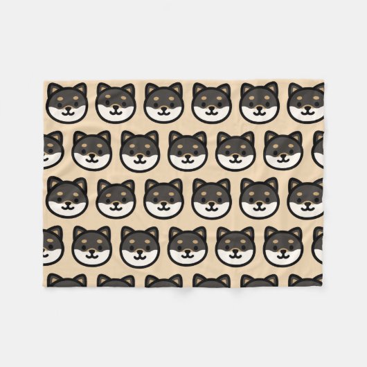 Couverture Polaire Cute black Shiba Inu Dog Face (Devant (Horizontal))