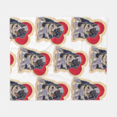 Couverture Polaire Cute Black Tan PopArt Bernedoodle Coeur numérique (Devant (Horizontal))