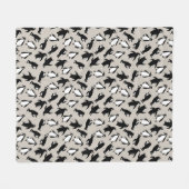 Couverture Polaire Cute black white penguin pattern grey background (Devant (Horizontal))