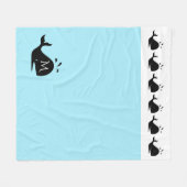 Couverture Polaire Cute blanche et bleue Custom Initial Baleine noire (Devant (Horizontal))