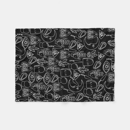 Couverture Polaire Cute Blanche Halloween (Devant (Horizontal))