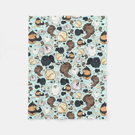 Couverture Polaire Cute Blanche Poméranienne, Petite (Devant)